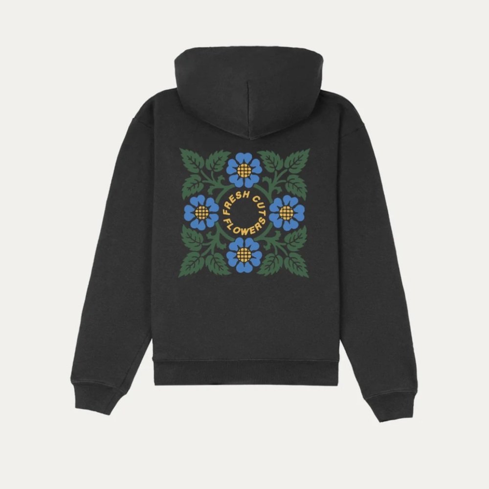 Fresh Cut Flowers Winter Bloom Hoodie - Vintage Black - Sold Out Style - Size M
